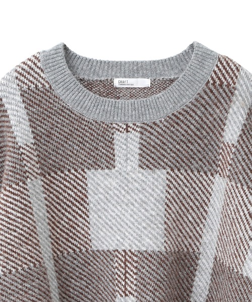 CRAFT STANDARD BOUTIQUE（クラフトスタンダードブティック）の「チェック柄ニットプルオーバー（ニット/セーター・レディース・マスタード/ブラウン/ネイビー/レッド・FREE）」の19枚目の写真