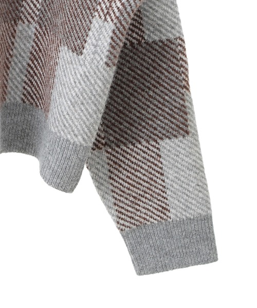 CRAFT STANDARD BOUTIQUE（クラフトスタンダードブティック）の「チェック柄ニットプルオーバー（ニット/セーター・レディース・マスタード/ブラウン/ネイビー/レッド・FREE）」の10枚目の写真