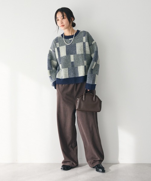 CRAFT STANDARD BOUTIQUE（クラフトスタンダードブティック）の「チェック柄ニットプルオーバー（ニット/セーター・レディース・マスタード/ブラウン/ネイビー/レッド・FREE）」の22枚目の写真