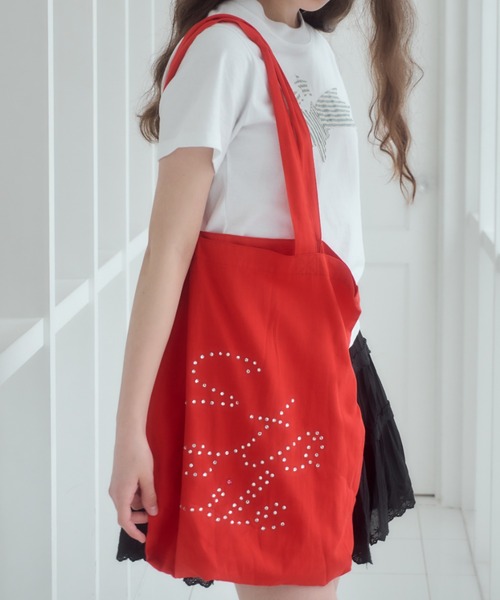 Birthday room（バースデイルーム）の「[A4サイズ/ジャンボうちわ収納可能] ロゴストーンカラートートバッグ / logo stone color tote bag（トートバッグ・レディース・ライトブルー/ピンク/レッド/ネイビー/パープル/イエロー/ブラック/スモークピンク・FREE）」の12枚目の写真