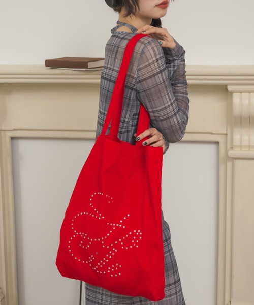 Birthday room（バースデイルーム）の「[A4サイズ/ジャンボうちわ収納可能] ロゴストーンカラートートバッグ / logo stone color tote bag（トートバッグ・レディース・ライトブルー/ピンク/レッド/ネイビー/パープル/イエロー/ブラック/スモークピンク・FREE）」の21枚目の写真