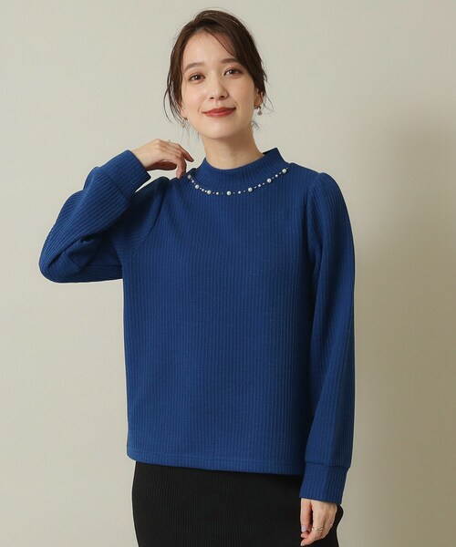 ITS'DEMO（イッツデモ）の「◆【通勤／伸縮性あり／手洗い可】ビジュープルオーバー（Tシャツ/カットソー・レディース・ベージュ/ブルー系その他/ライトグレー/ブラック・00）」の4枚目の写真