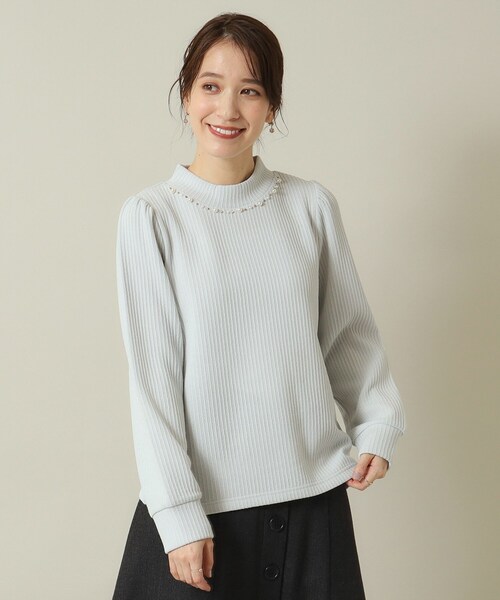 ITS'DEMO（イッツデモ）の「◆【通勤／伸縮性あり／手洗い可】ビジュープルオーバー（Tシャツ/カットソー・レディース・ベージュ/ブルー系その他/ライトグレー/ブラック・00）」の3枚目の写真