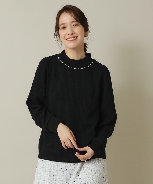 ITS'DEMO（イッツデモ）の「◆【通勤／伸縮性あり／手洗い可】ビジュープルオーバー（Tシャツ/カットソー・レディース・ベージュ/ブルー系その他/ライトグレー/ブラック・00）」の2枚目の写真