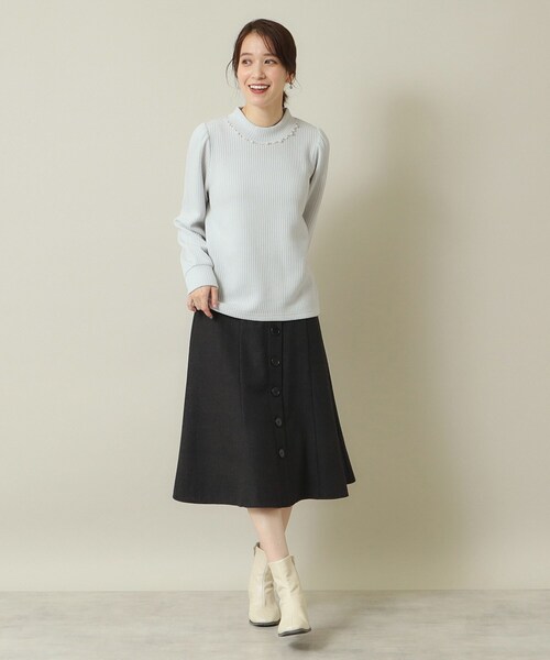 ITS'DEMO（イッツデモ）の「◆【通勤／伸縮性あり／手洗い可】ビジュープルオーバー（Tシャツ/カットソー・レディース・ベージュ/ブルー系その他/ライトグレー/ブラック・00）」の7枚目の写真