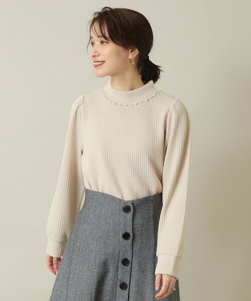 ITS'DEMO（イッツデモ）の「◆【通勤／伸縮性あり／手洗い可】ビジュープルオーバー（Tシャツ/カットソー・レディース・ベージュ/ブルー系その他/ライトグレー/ブラック・00）」の13枚目の写真