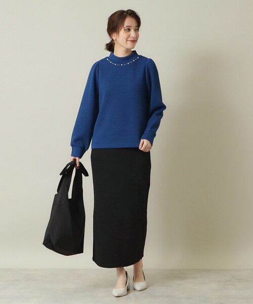 ITS'DEMO（イッツデモ）の「◆【通勤／伸縮性あり／手洗い可】ビジュープルオーバー（Tシャツ/カットソー・レディース・ベージュ/ブルー系その他/ライトグレー/ブラック・00）」の18枚目の写真