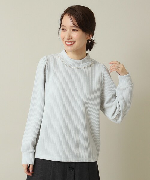 ITS'DEMO（イッツデモ）の「◆【通勤／伸縮性あり／手洗い可】ビジュープルオーバー（Tシャツ/カットソー・レディース・ベージュ/ブルー系その他/ライトグレー/ブラック・00）」の21枚目の写真