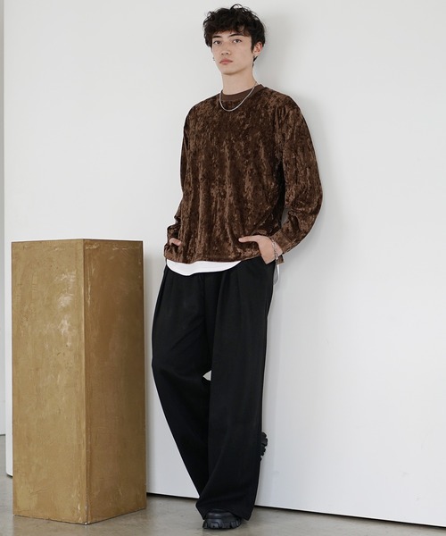 MinoriTY（マイノリティ）の「【MinoriTY】レオパード柄ビッグロンT メンズ トレーナー スウェット カットソー ルーズフィット 秋服（Tシャツ/カットソー・メンズ・ブラック/ブラウン・L/M）」の6枚目の写真