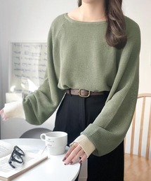 classicalelf | 遊び心のある程よい透け感。オーバーサイズワッフル編みドルマン袖トップス（長袖）(Tシャツ/カットソー)