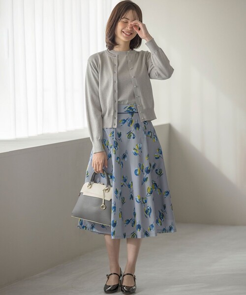 5分袖ラメ入りアンサンブルニット