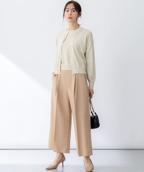 5分袖ラメ入りアンサンブルニット