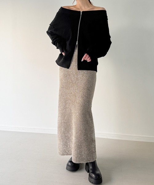 JUNOAH（ジュノア）の「ワイドネックWジップデザインラインスウェット（スウェット・レディース・チャコール/杢グレー/ブラック・LARGE/MEDIUM/X-LARGE）」の10枚目の写真