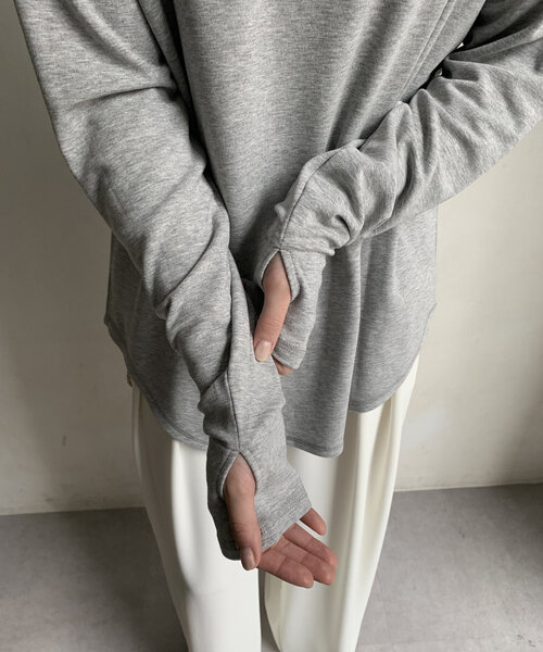 DouDou(ドゥドゥ)の「【WEB限定】裏起毛タートル(Tシャツ/カットソー・レディース・ブラック/グレー/オフホワイト・FREE)」の6枚目の写真