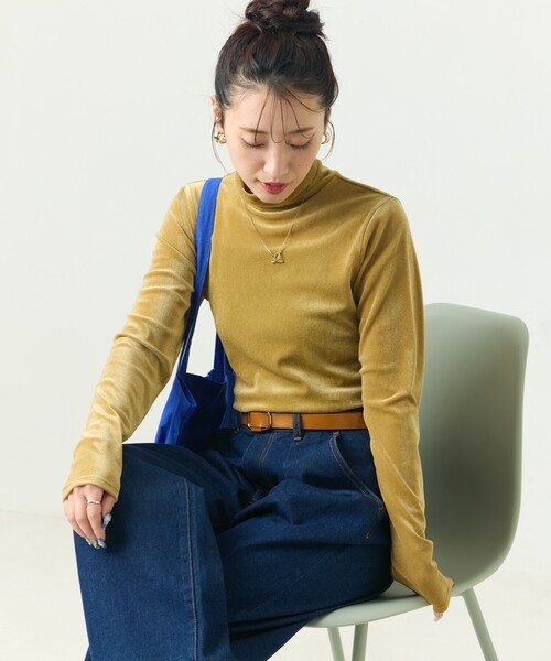 FREAK'S STORE（フリークスストア）の「限定展開　シアー フロッキー ハイネック プルオーバー（Tシャツ/カットソー・レディース・オフホワイト/チャコールグレー/ブラック/グリーン・ﾌﾘ-）」の4枚目の写真