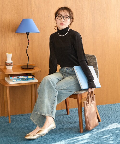 FREAK'S STORE（フリークスストア）の「限定展開　シアー フロッキー ハイネック プルオーバー（Tシャツ/カットソー・レディース・オフホワイト/チャコールグレー/ブラック/グリーン・ﾌﾘ-）」の5枚目の写真