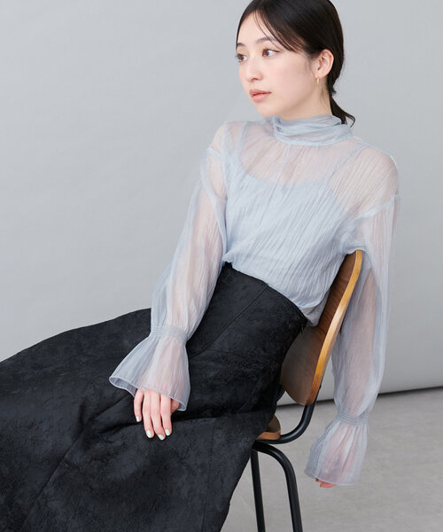 natural couture（ナチュラルクチュール）の「オケージョン対応可 / シアーボータイブラウス（シャツ/ブラウス・レディース・サックスブルー/その他4/その他1/その他2/その他3・FREE）」の10枚目の写真
