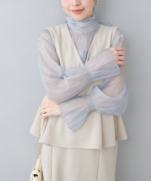 natural couture（ナチュラルクチュール）の「オケージョン対応可 / シアーボータイブラウス（シャツ/ブラウス・レディース・サックスブルー/その他4/その他1/その他2/その他3・FREE）」の12枚目の写真