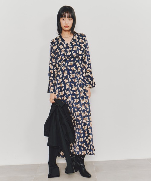 セール】ブラードフラワーマキシワンピース｜ウォッシャブル/秋服/冬服