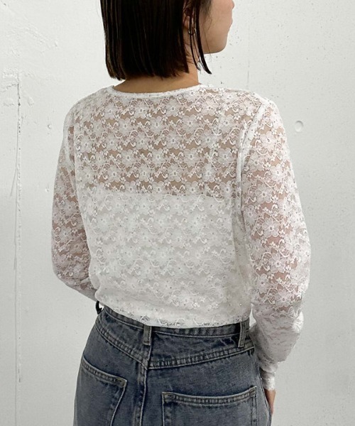 archives（アルシーヴ）の「ビジューレースＴＯＰＳ（Tシャツ/カットソー・レディース・オフホワイト/ブラック・MEDIUM）」の6枚目の写真