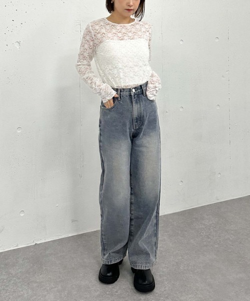 archives（アルシーヴ）の「ビジューレースＴＯＰＳ（Tシャツ/カットソー・レディース・オフホワイト/ブラック・MEDIUM）」の8枚目の写真