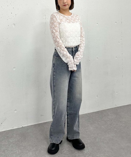 archives（アルシーヴ）の「ビジューレースＴＯＰＳ（Tシャツ/カットソー・レディース・オフホワイト/ブラック・MEDIUM）」の10枚目の写真