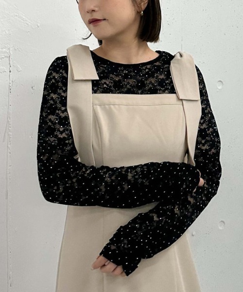 archives（アルシーヴ）の「ビジューレースＴＯＰＳ（Tシャツ/カットソー・レディース・オフホワイト/ブラック・MEDIUM）」の14枚目の写真