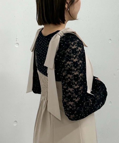 archives（アルシーヴ）の「ビジューレースＴＯＰＳ（Tシャツ/カットソー・レディース・オフホワイト/ブラック・MEDIUM）」の16枚目の写真