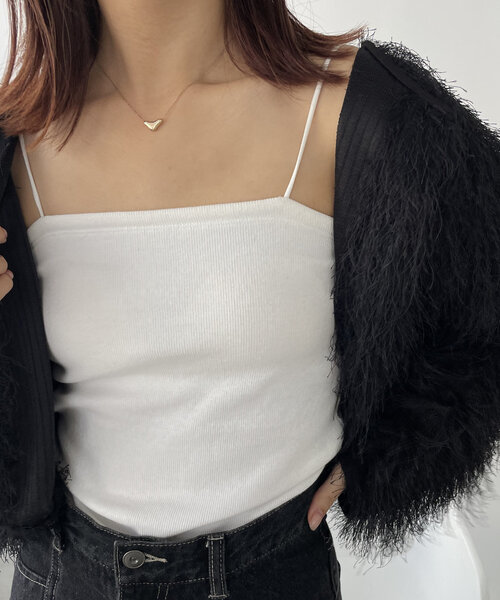 CAPRICIEUX LE'MAGE（カプリシューレマージュ）の「【S・Mサイズ展開あり】1ストラップカップ付キャミ（キャミソール・レディース・ブラック/ホワイト・38/36）」の4枚目の写真