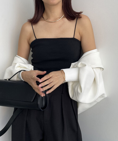 CAPRICIEUX LE'MAGE（カプリシューレマージュ）の「【S・Mサイズ展開あり】1ストラップカップ付キャミ（キャミソール・レディース・ブラック/ホワイト・38/36）」の20枚目の写真