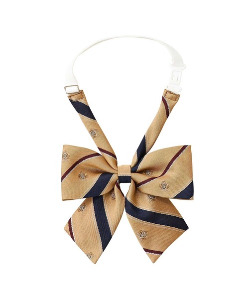 EASTBOY(イーストボーイ)の「リボン レジメ×紋章 ラメ入り 通学 女子 中学生 高校生 スクール(ネクタイ・キッズ・ボルドー/ブラウン/グリーン/ネイビー/ベージュ・F)」の3枚目の写真