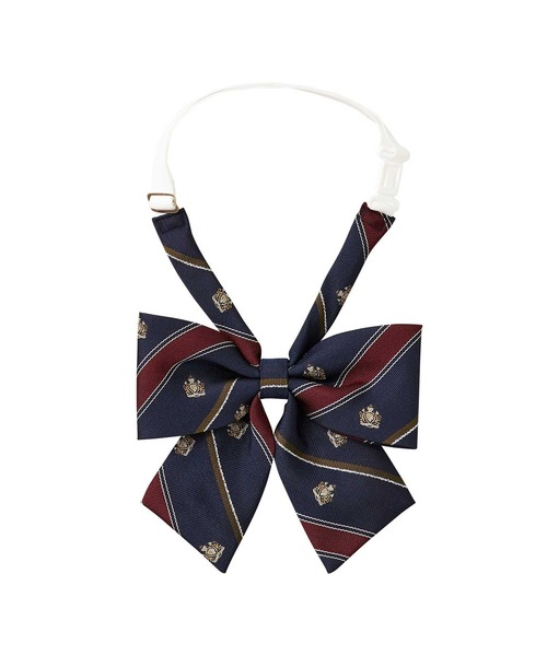 EASTBOY(イーストボーイ)の「リボン レジメ×紋章 ラメ入り 通学 女子 中学生 高校生 スクール(ネクタイ・キッズ・ボルドー/ブラウン/グリーン/ネイビー/ベージュ・F)」の5枚目の写真