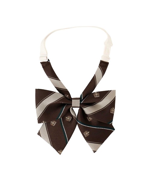 EASTBOY(イーストボーイ)の「リボン レジメ×紋章 ラメ入り 通学 女子 中学生 高校生 スクール(ネクタイ・キッズ・ボルドー/ブラウン/グリーン/ネイビー/ベージュ・F)」の2枚目の写真