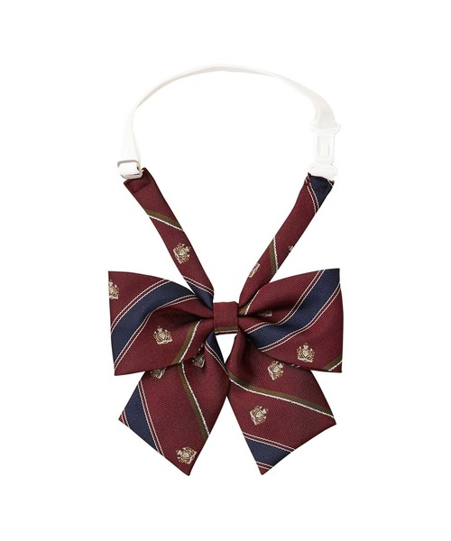 EASTBOY(イーストボーイ)の「リボン レジメ×紋章 ラメ入り 通学 女子 中学生 高校生 スクール(ネクタイ・キッズ・ボルドー/ブラウン/グリーン/ネイビー/ベージュ・F)」の1枚目の写真