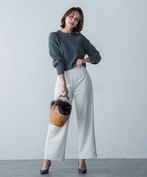 Viaggio Blu（ビアッジョブルー）の「ラメツイードジャージパンツ（その他パンツ・レディース・ネイビー/オフホワイト・M/S/L）」の6枚目の写真