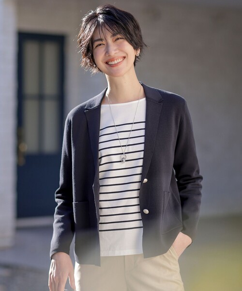 J.PRESS Ladies（J.プレス レディス）の「バスクボーダー カットソー（Tシャツ/カットソー・レディース・ネイビー系1/ベージュ系1/ピンク系1・SMALL）」の4枚目の写真