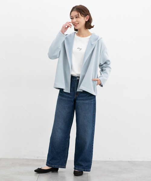 Honeys(ハニーズ)の「きれいめフーデッドカーデ(カーディガン/ボレロ・レディース・ライトグリーン/サックスブルー/ベージュ/ネイビー・M/LL/L)」の7枚目の写真