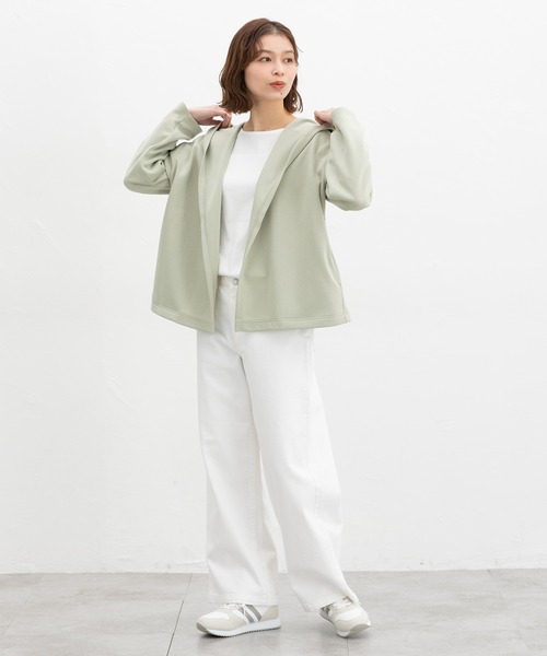 Honeys(ハニーズ)の「きれいめフーデッドカーデ(カーディガン/ボレロ・レディース・ライトグリーン/サックスブルー/ベージュ/ネイビー・M/LL/L)」の9枚目の写真