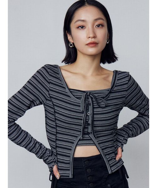 EMODA（エモダ）の「カットツインセット（Tシャツ/カットソー・レディース・ブラック/その他/グレー/その他1・FREE）」の4枚目の写真