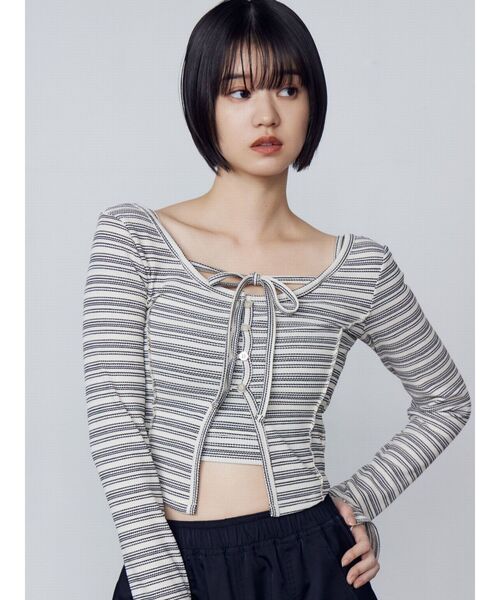 EMODA（エモダ）の「カットツインセット（Tシャツ/カットソー・レディース・ブラック/その他/グレー/その他1・FREE）」の3枚目の写真