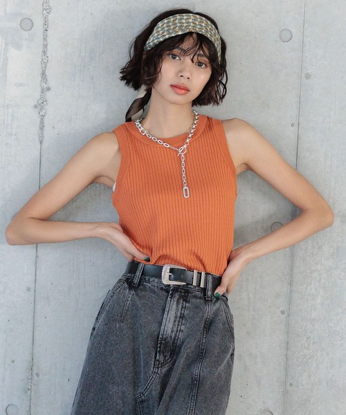 PAGEBOY(ページボーイ)の「【マシンウォッシャブル】アメスリショートタンク(タンクトップ・レディース・オフホワイト/オレンジ/ブラック・FREE)」の3枚目の写真