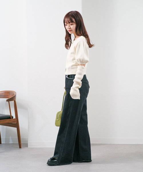 Kastane（カスタネ）の「【初夏まで着れる/前後2WAY】半袖タックニット