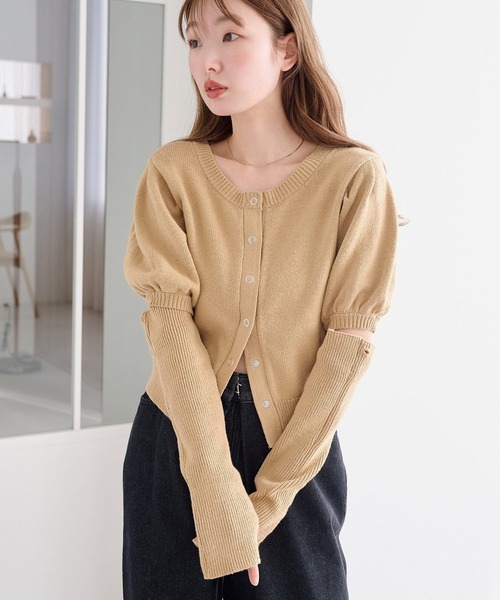 Kastane（カスタネ）の「【初夏まで着れる/前後2WAY】半袖タックニット