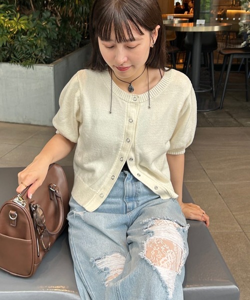 セール】【初夏まで着れる/前後2WAY】半袖タックニット・アーム