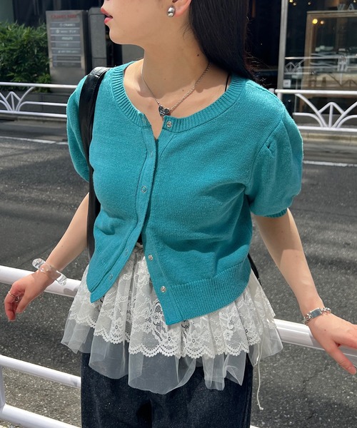 Kastane（カスタネ）の「【初夏まで着れる/前後2WAY】半袖タックニット