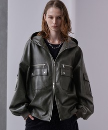 Loose/ルース（ルース）の「ヴィンテージライク デザインフーディブルゾン（合成皮革）（ブルゾン）」