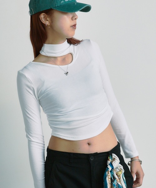 BLANK (ブランク)の「▲One Shoulder Gather Toops /ワンショルダーギャザートップス 夏物 夏服(Tシャツ/カットソー・レディース・ナチュラル/グレー/ブラック/ブラウン/ホワイト・FREE)」の2枚目の写真