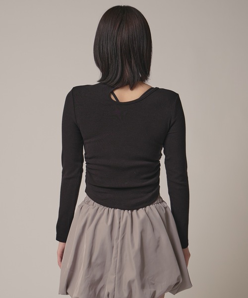 BLANK (ブランク)の「▲One Shoulder Gather Toops /ワンショルダーギャザートップス 夏物 夏服(Tシャツ/カットソー・レディース・ナチュラル/グレー/ブラック/ブラウン/ホワイト・FREE)」の14枚目の写真