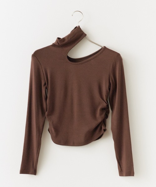 BLANK (ブランク)の「▲One Shoulder Gather Toops /ワンショルダーギャザートップス 夏物 夏服(Tシャツ/カットソー・レディース・ナチュラル/グレー/ブラック/ブラウン/ホワイト・FREE)」の12枚目の写真
