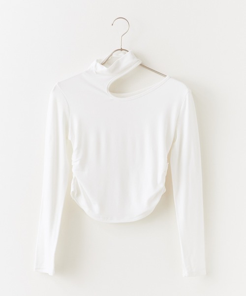 BLANK (ブランク)の「▲One Shoulder Gather Toops /ワンショルダーギャザートップス 夏物 夏服(Tシャツ/カットソー・レディース・ナチュラル/グレー/ブラック/ブラウン/ホワイト・FREE)」の11枚目の写真